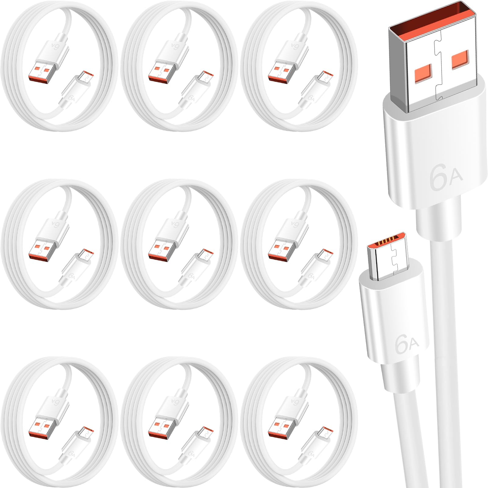 USB C Cable 3.3ft 10-Pack USB A to USB C Charger Cord 66W 6A Type C Fast Charging Compatible with Huawei Mate 60/50/40,P60/50 Pro,Mate RS,Mate X5,Nova 11/10/9,White
