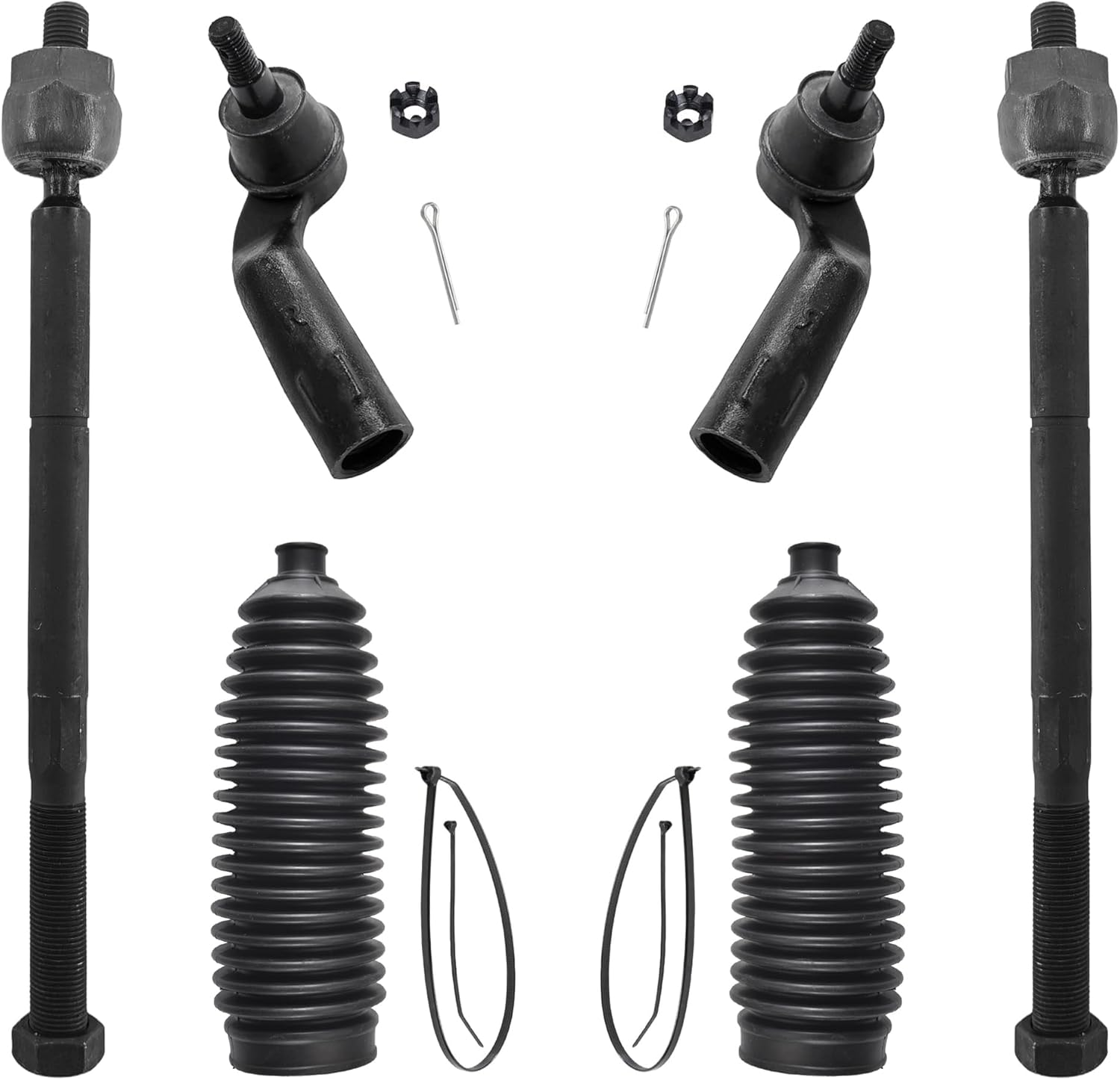 6pcs Front Steering Kit Tie Rod End Inner and Outer and Boots for Mazda 3 2004-2013 and Mazda 5 2006-2017