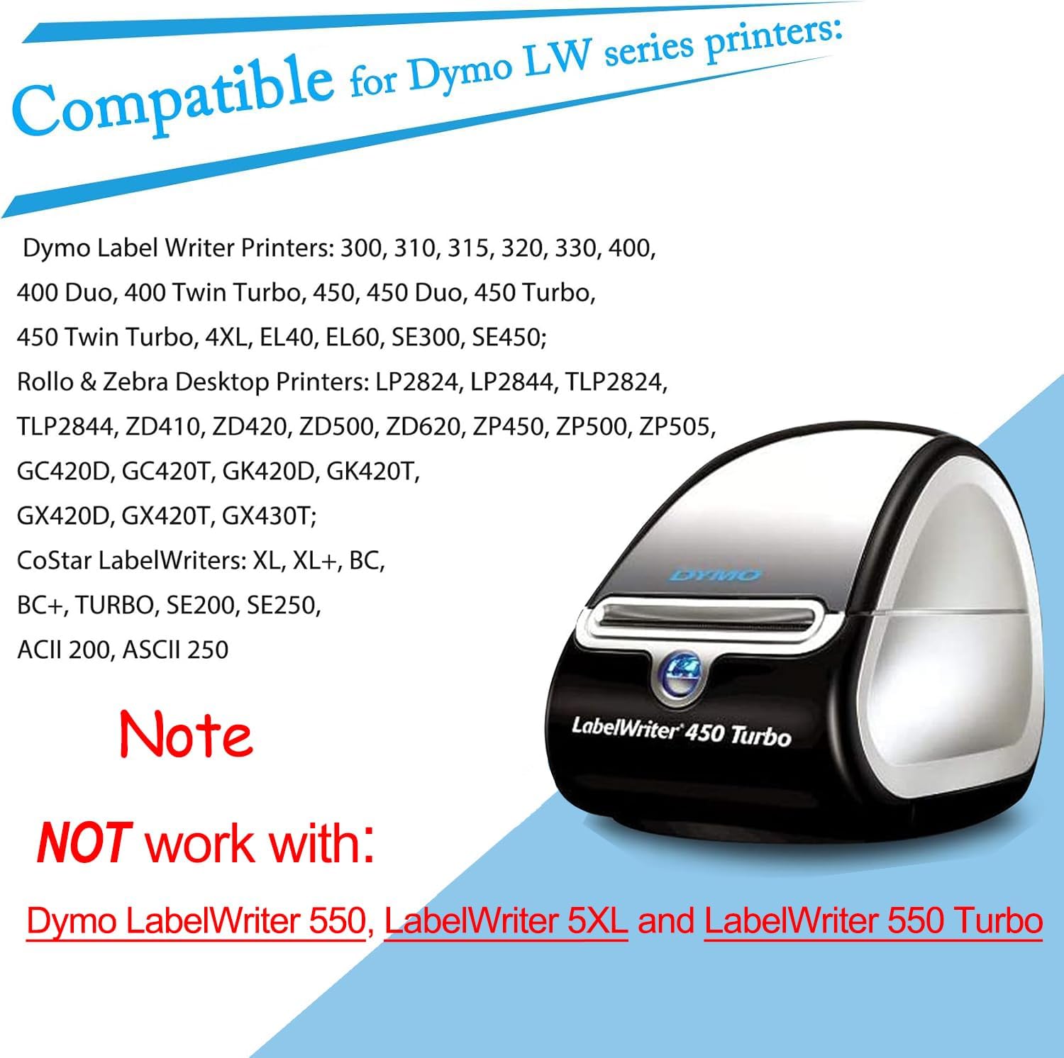 GREENCYCLE 6 Roll Compatible for Dymo 30334 2-1/4" x 1-1/4" White Multipurpose Medium Address Shipping Label for Labelwriter 450, 4XL & Zebra Desktop Printers 1000 Labels/Roll, NOT FIT 550 & 5XL