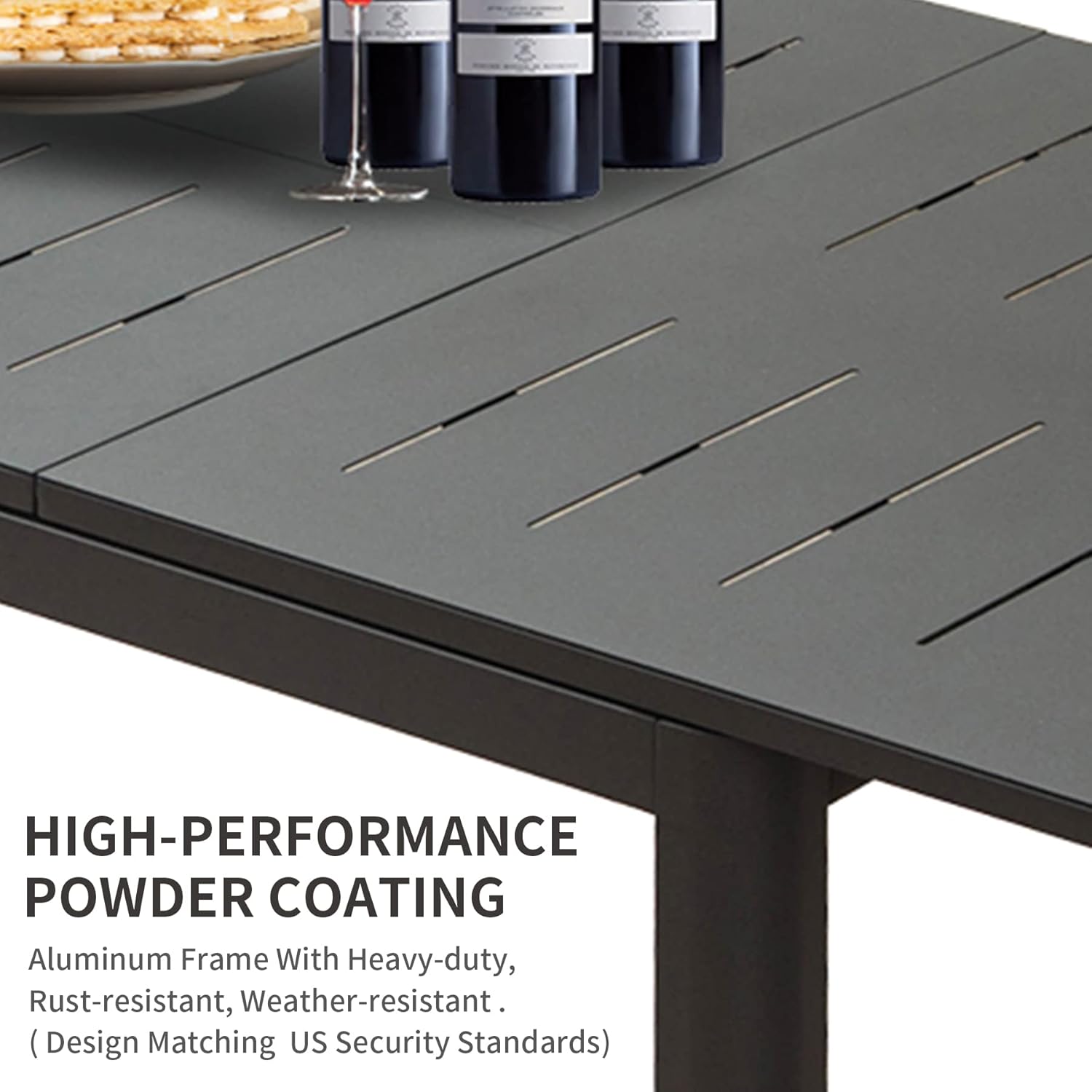 Dark Brown Expandable Aluminum Outdoor Dining Table for 8
