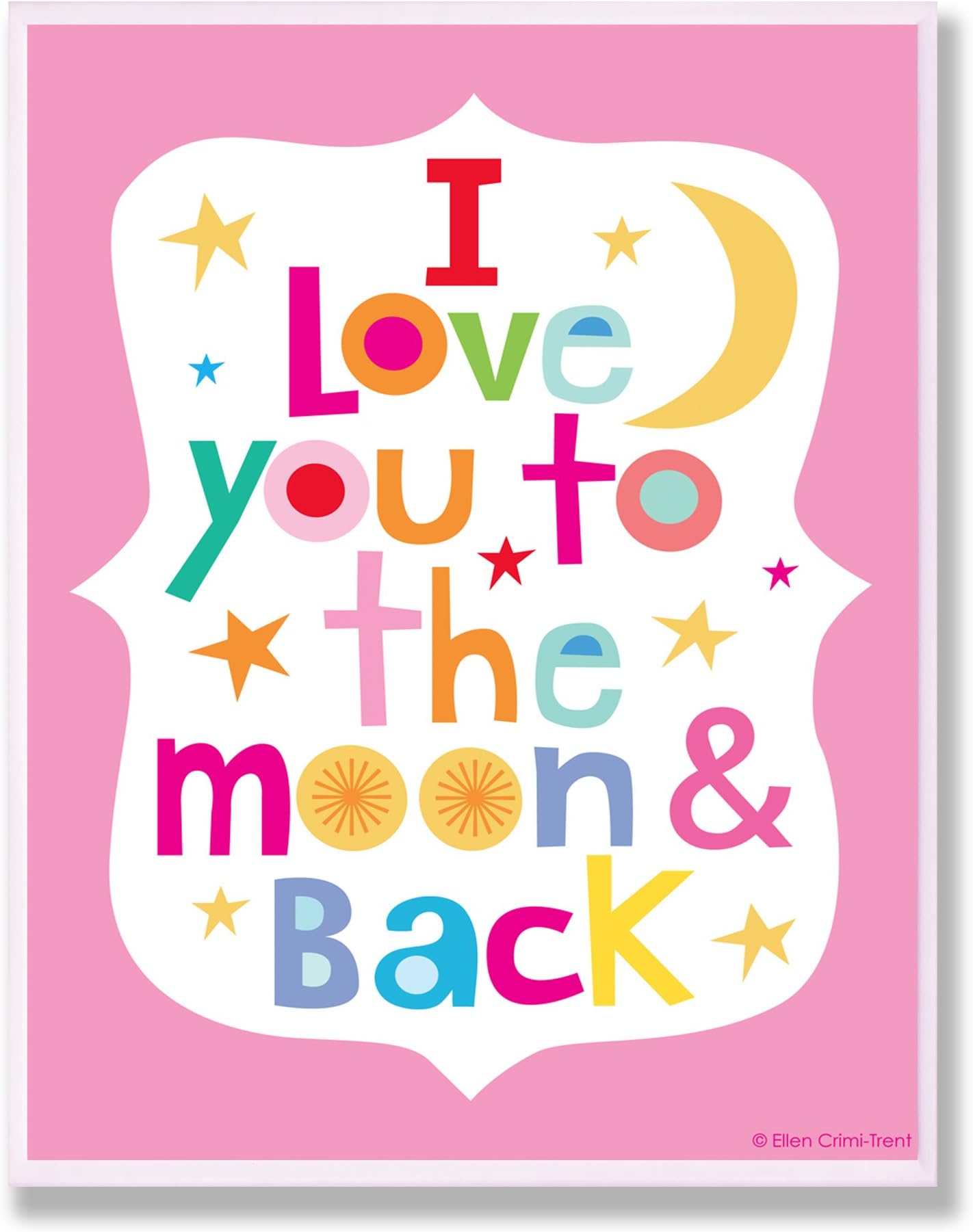 The Kids Room by Stupell I Love You to The Moon and Back On Pink Background Rectangle Wall Plaque, 11 x 0.5 x 15, Proudly Made in USA