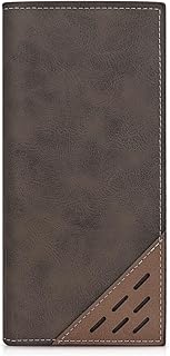 Long Wallet for Men, Contrasting Bifold Wallets with 12 Card Slots, 2 Cash Slots,