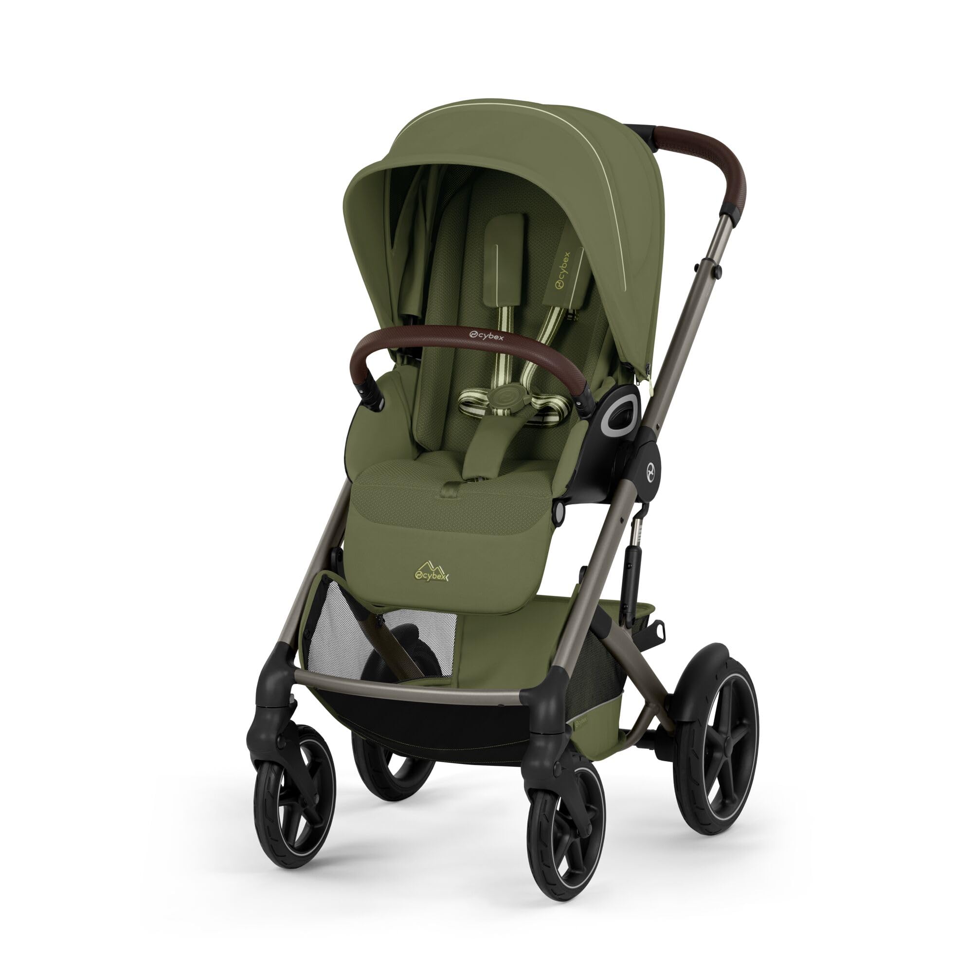 CYBEX Gold Poussette TALOS S LUX & nacelle Fold Cot, Moss Green | De la naissance à 4 ans, jusqu'à 22 kg max, nacelle pliable, système de voyage tout-terrain, capote XXL UPF50+