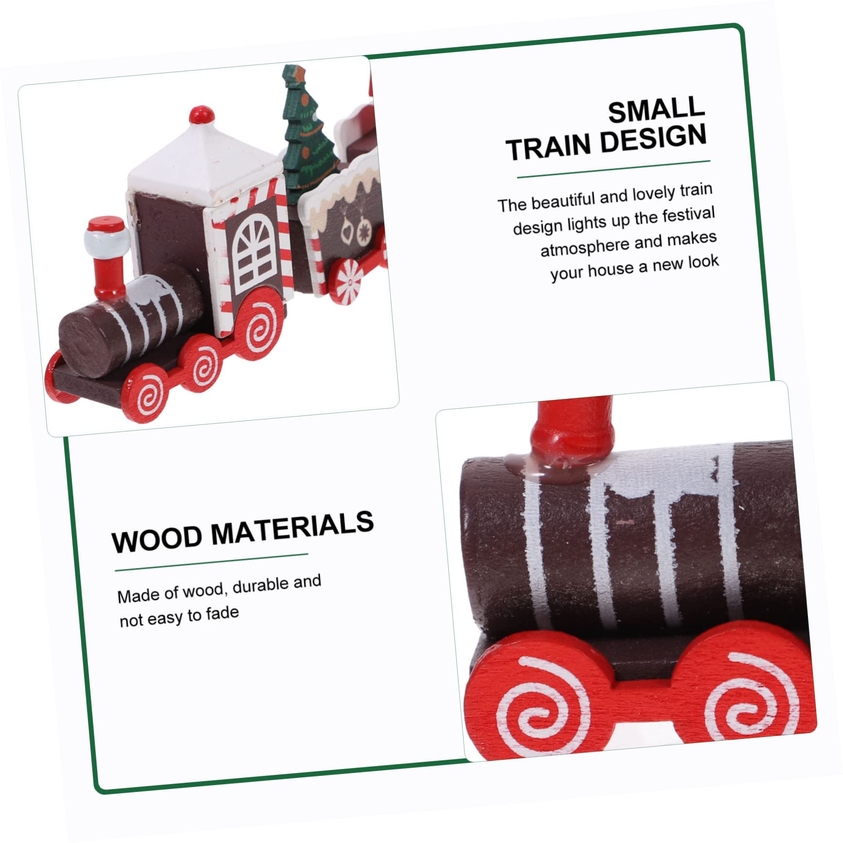 Cabilock 4 Piezas Tren de Navidad decoración Escritorio Trenes navideños decoração Adorno de Navidad Juguetes de Escritorio Manualidades navideñas de Madera Tren de Madera de Navidad