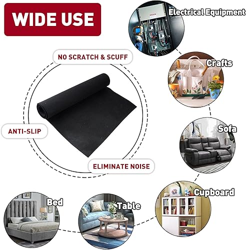 Miniatura 6 de MODIGT Alfombra de fieltro de alta calidad de 40 x 70 pulgadas para RV, barco, camión, caja de altavoces, revestimiento de puerta, escritorio (negro)