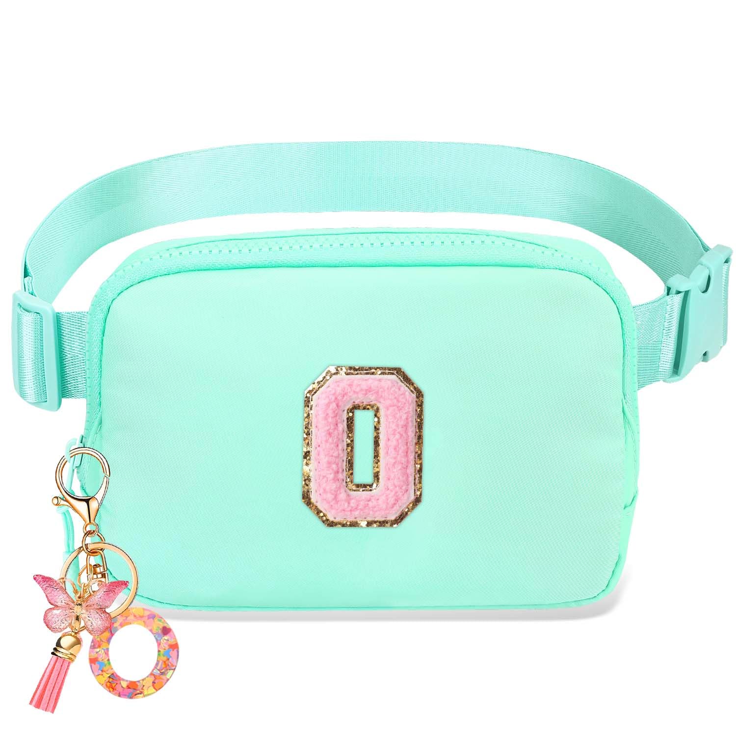 Belt Bag for Girls Gifts - Birthday Gifts for Teenager, Personalized Gifts for Mom Freind Sister Teacher, Graduation GiftsInitial Crossbody Bag Belt Bag for Women Mint Green O