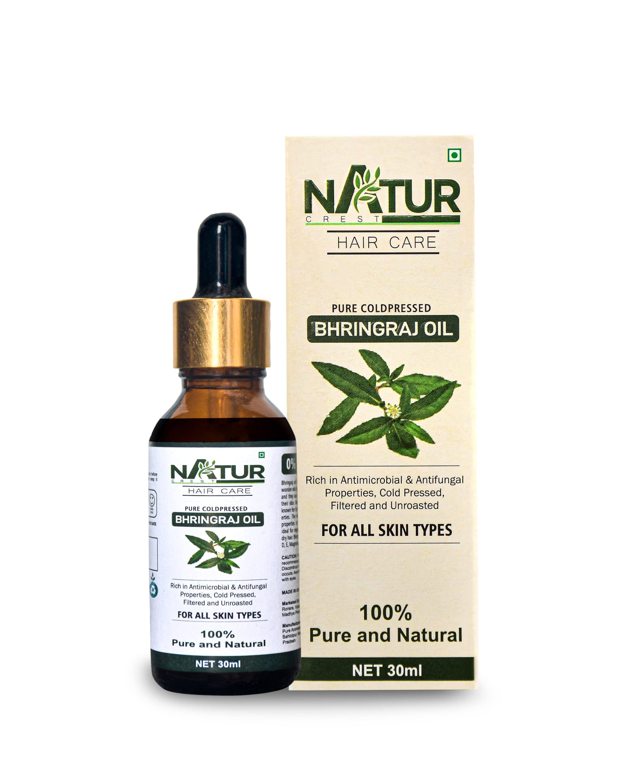 NaturCrest 100% Pure Coldpressed Bhringraj Oil For Hair Growth 30 ml | Control Hair Fall, Split Ends | Therapeutic Grade For Skin & Hair | No Mineral Oil, Silicones and Synthetic Fragrance.-image-16