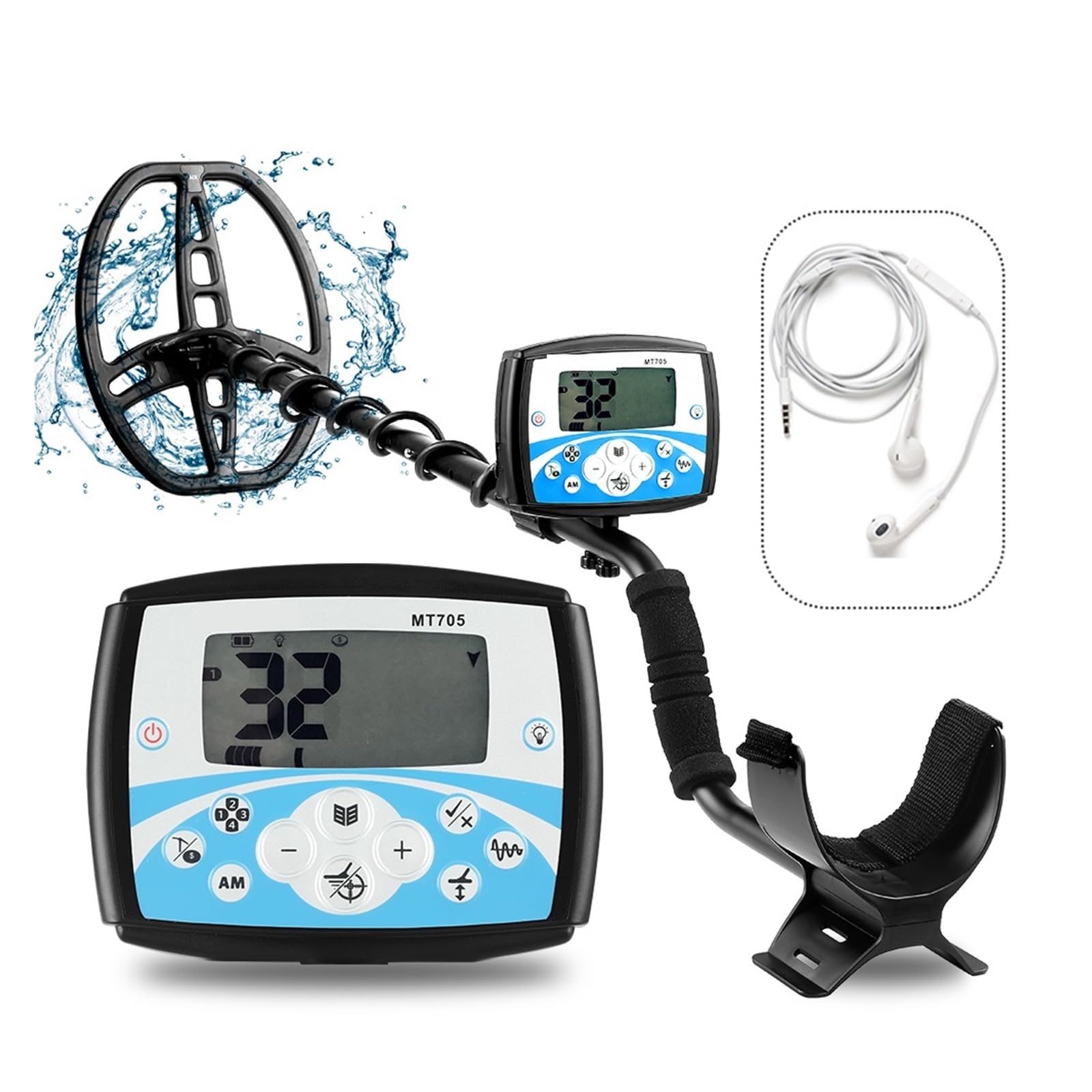 Metal Detector, MT705-1 Underground Metal Detector Waterproof Adjustable Tracker Detector De Metales Pinpointing Treasure Search