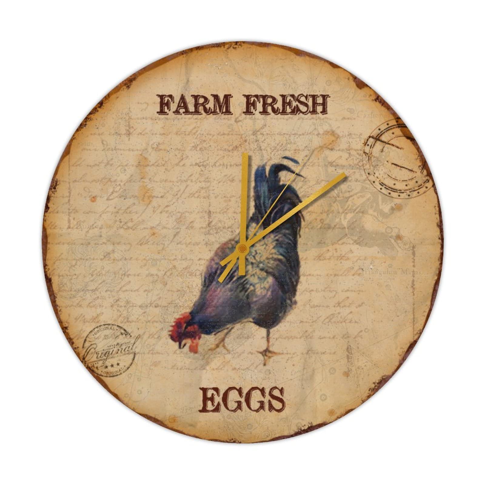 Horloge murale ronde en bois coq pour habiller un mur vide sans travaux électriques