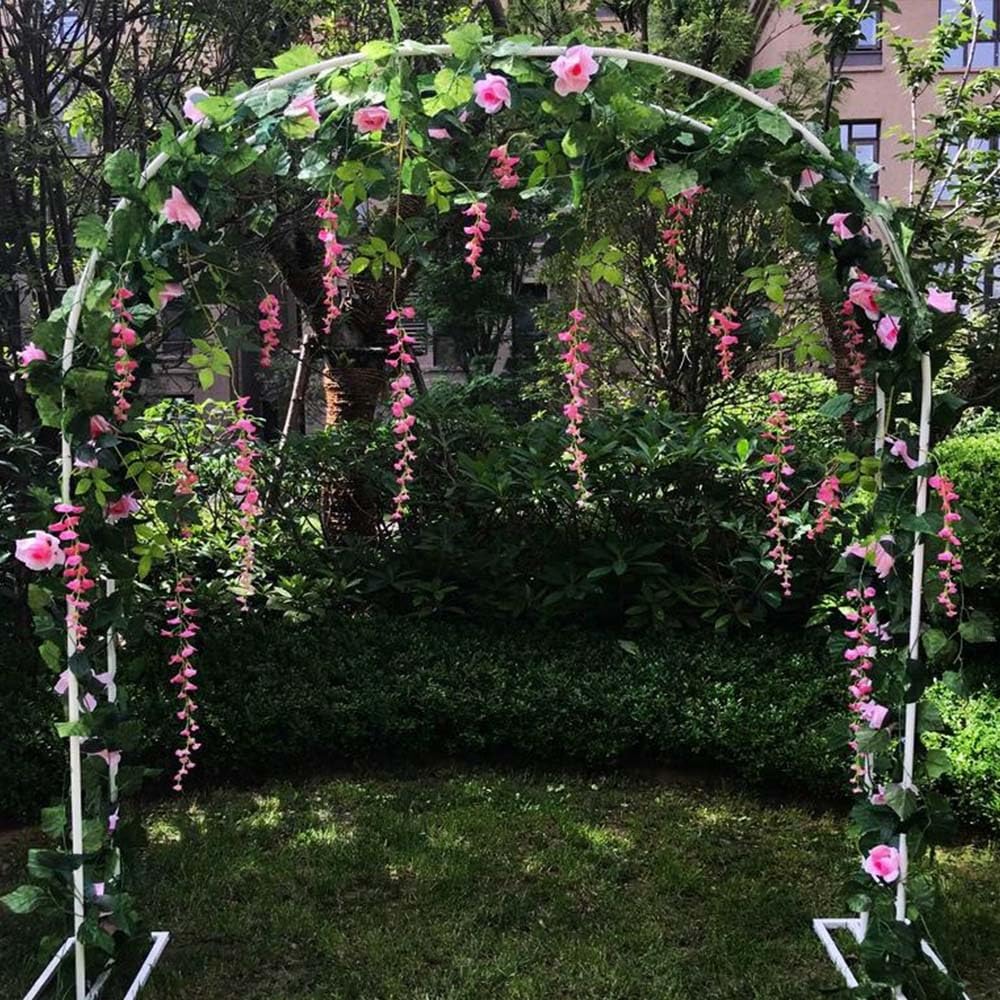Metalowa rama łukowa do roślin pnących, dekoracja ślubna i imprezowa, altana ogrodowa do winorośli, zielona, szer. 350 x wys. 220 x gł. 40 cm, idealna na ceremonie i wydarzenia