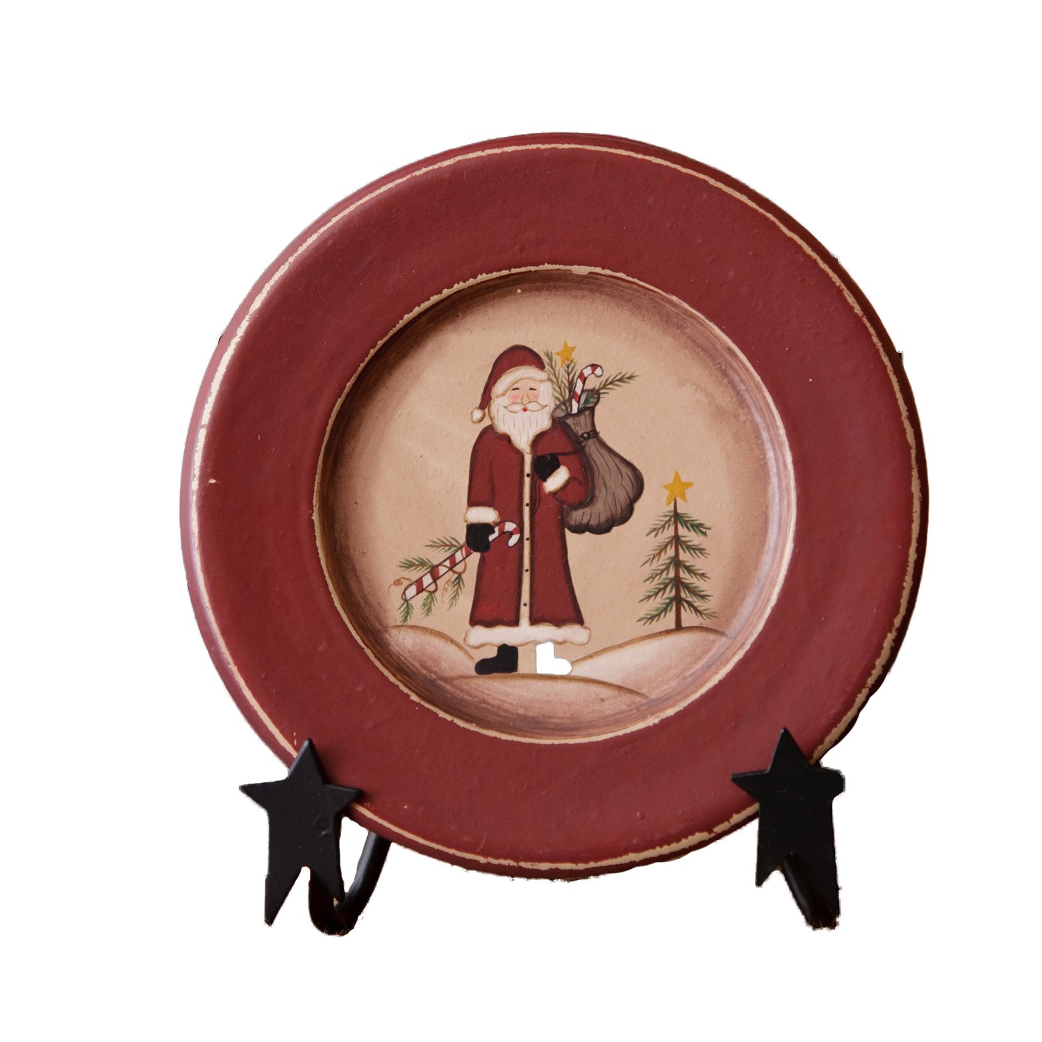 Your Hearts Delight 5-1/2-Inch Santa Wooden Decor Plate, Small