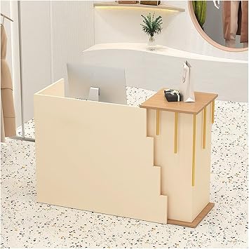 QWEASDF Reception Desk with Counter,Front Receptionist Table, Welcome Desk Checkout Counter, Front Reception Desk Counter Desk,Upgraded trapezoidal DesignF,L80cm/31.4in