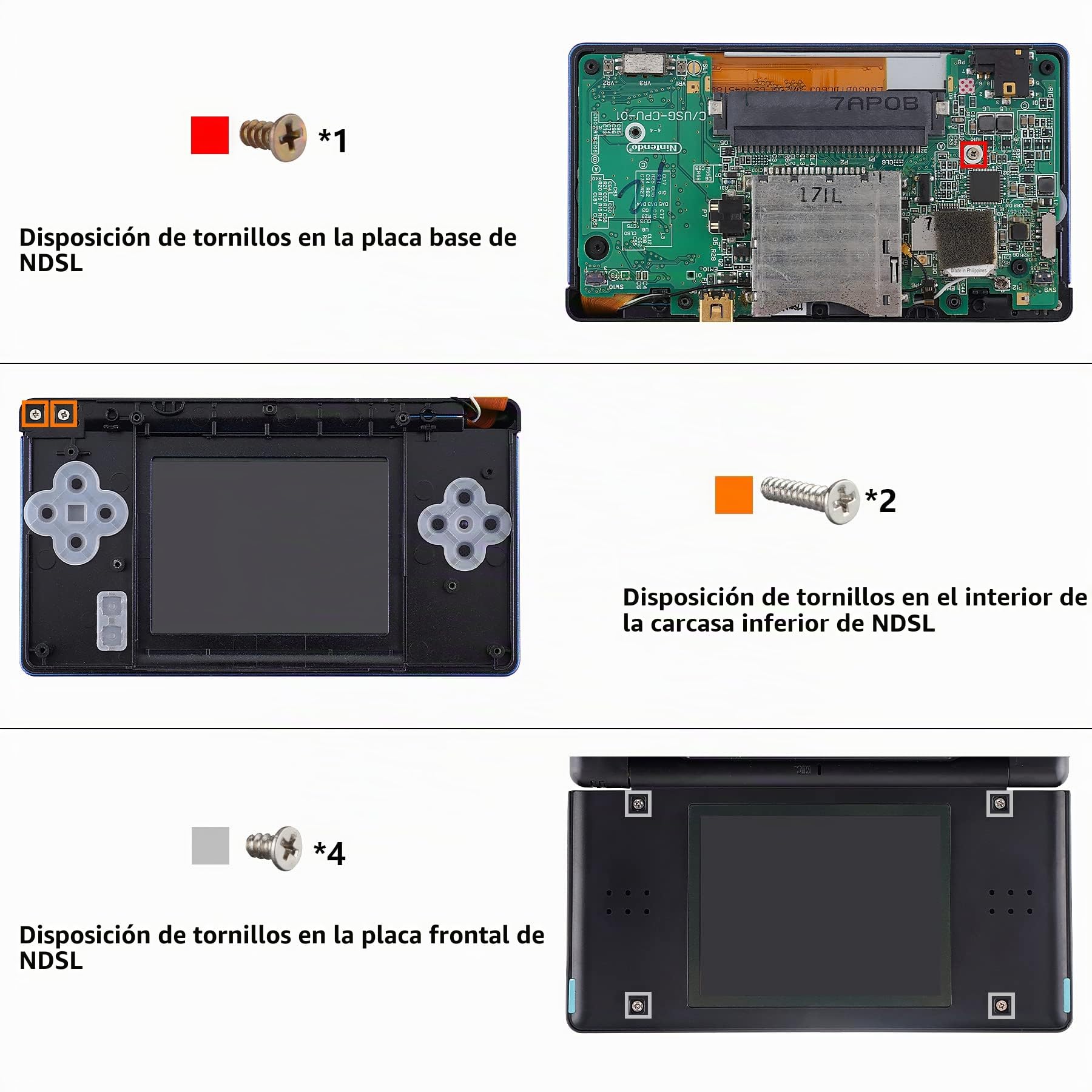 eXtremeRate Carcasa para Nintendo DS Lite Funda Protectora Personalizada Placa Cubierta Completa con Botones y Lente de Pantalla para Nintendo DS Lite NDSL - NO Incluye Consola Transparente