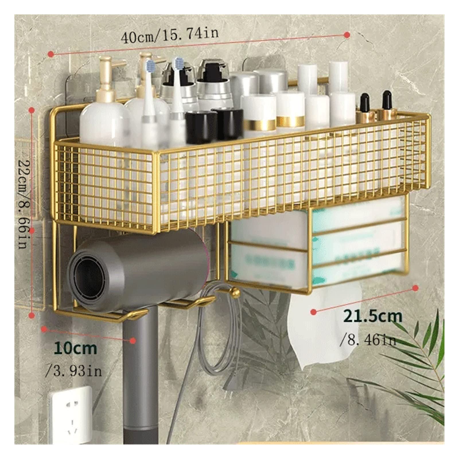 Duschregal Toiletten-Aufbewahrungsregal, einlagiges Metall-Aufbewahrungsregal for Toilettenartikel Aufbewahrungsregal(Weiß)