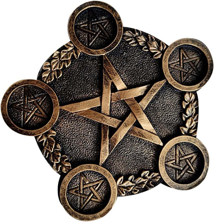 Star Candle Holder Pentacle Altar Plate Resin Tealight Holder Tray Witchcraft Altar Supplies for Witchcraft Wiccan Tarot Supplies