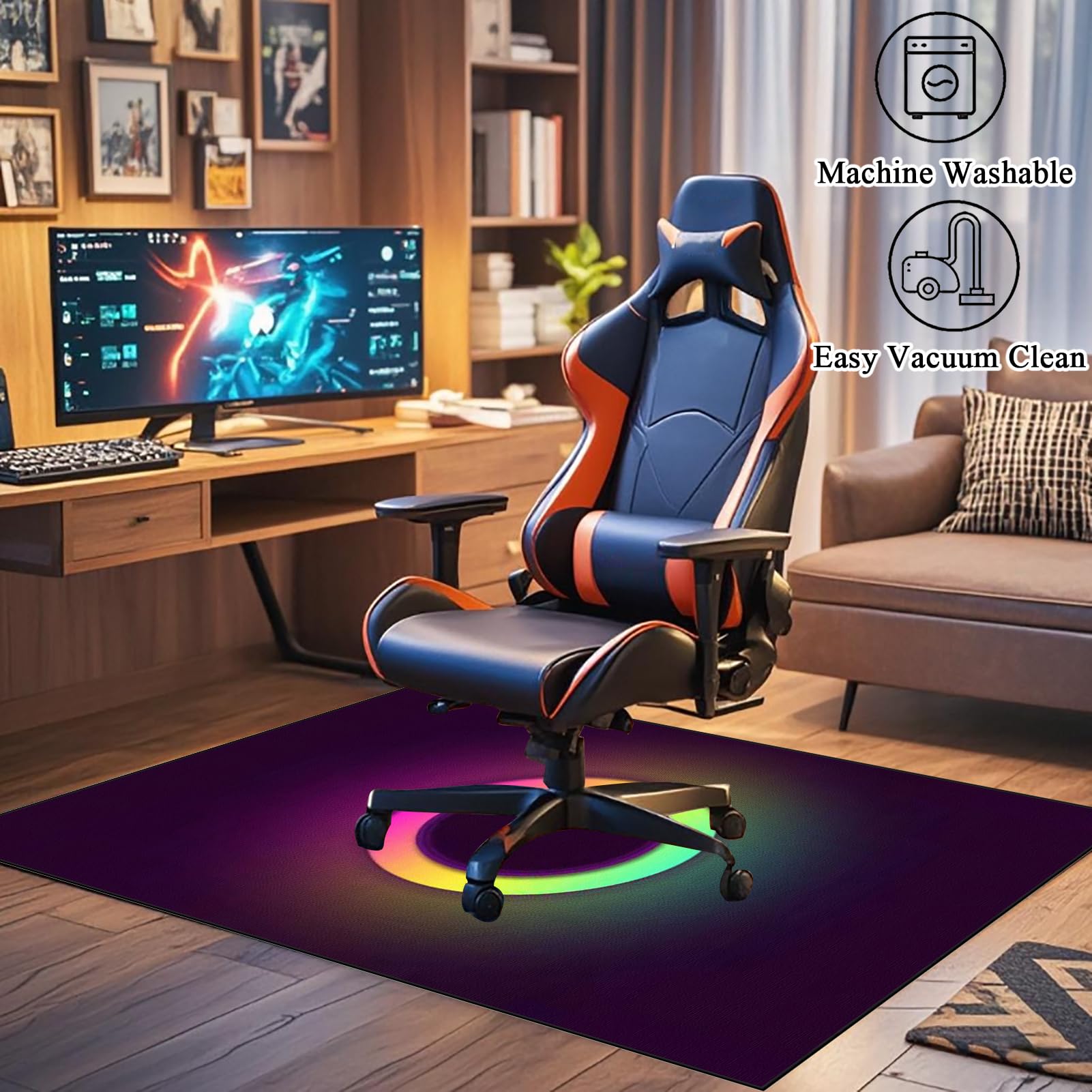 Tappeto Salvapavimento Per Sedia Ufficio 90x140cm - Antiscivolo Per Parquet E Piastrelle, Nero - Foto 6