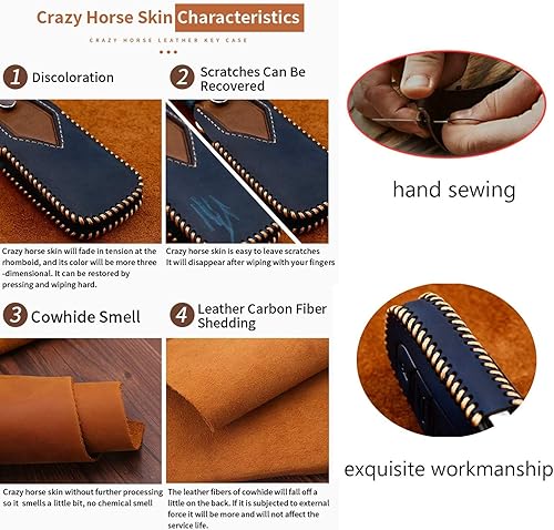 Miniatura 6 de ontto Funda de cuero para llavero Volvo S60 S80 V40 V60 con llavero protector completo Smart Remote Key Holder, Marrón