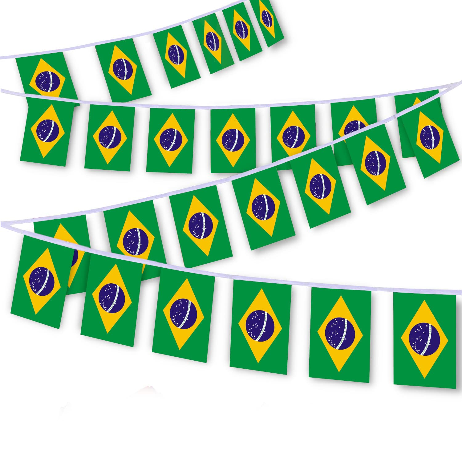 30 PCS Brazil Flag String,32 FT Brazilian Bunting,Decoration Banner for Outdoor Indoor Patio Yard Decor — image 1
