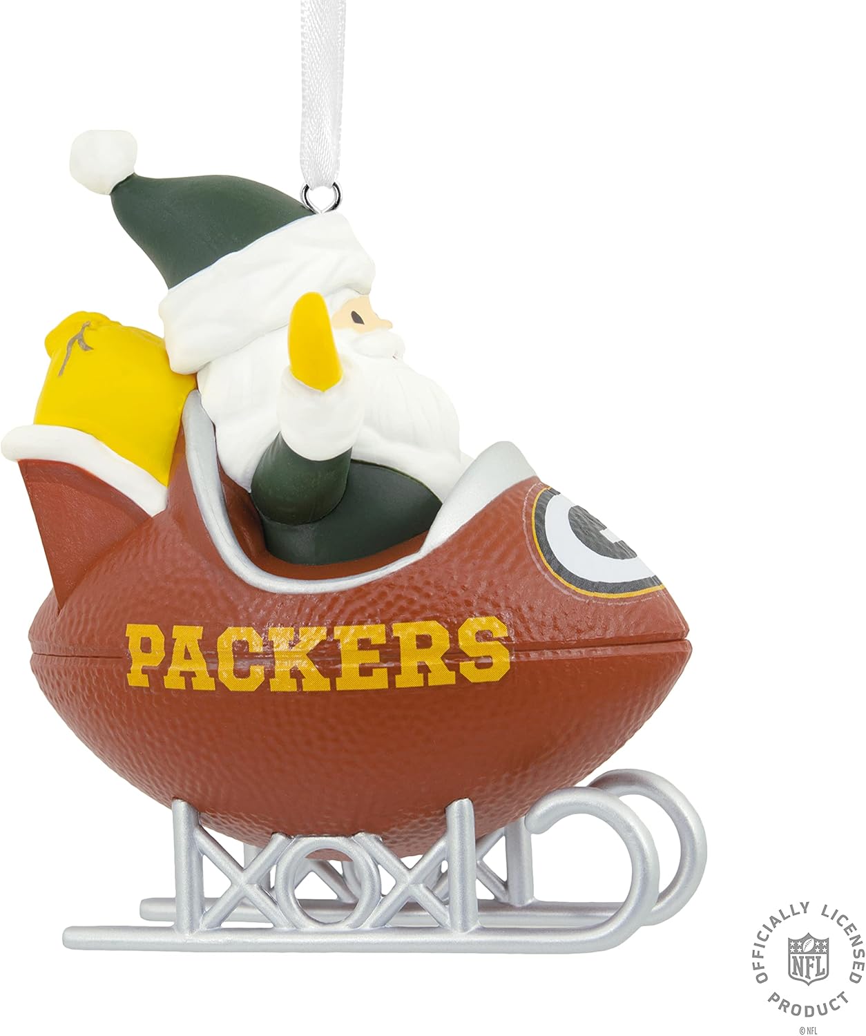 Hallmark Green Bay Packers Santa Football Sled Christmas Ornament, NFL Tree Decoration and Sports Fan Gift : Everything Else