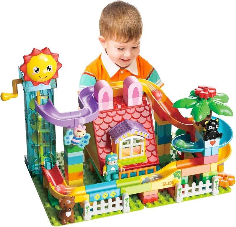 Bloques de construcción para niños con elevador en espiral, ladrillos de juguete de regalo, juego de pista de carreras con elevador motorizado, bloques grandes educativos para niños de 3, 4, 5, 6, 7 y 8 años