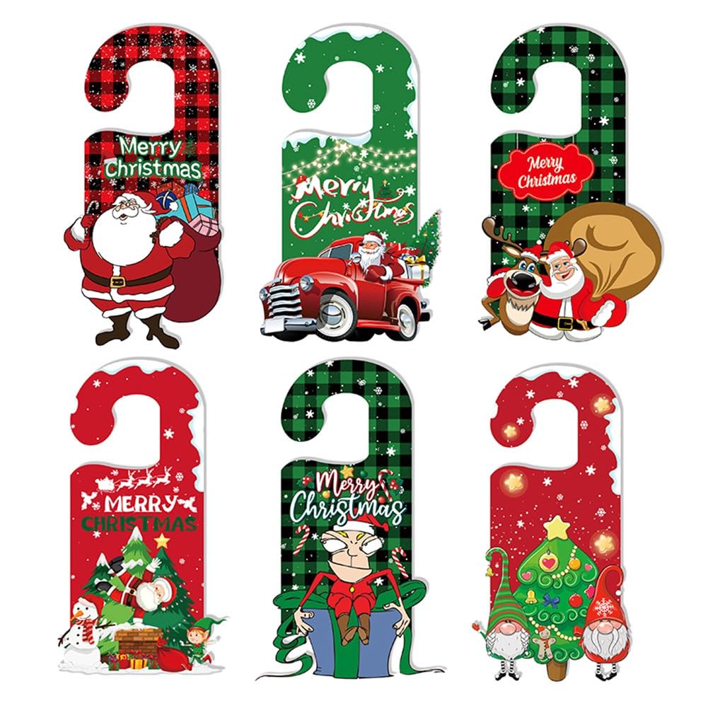 Kahdsvby 6 pomos de Navidad para puerta, decoración de Navidad, adorno de puerta, colgante de manija de puerta de Navidad, fácil de instalar, fácil de usar