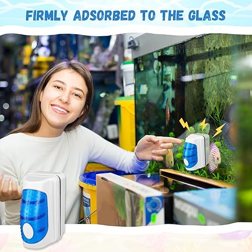 Miniatura 3 de Xuhal Limpiador de vidrio para acuario, raspador magnético de algas para acuarios de vidrio, cepillo magnético, raspador de acuario, accesorios para
