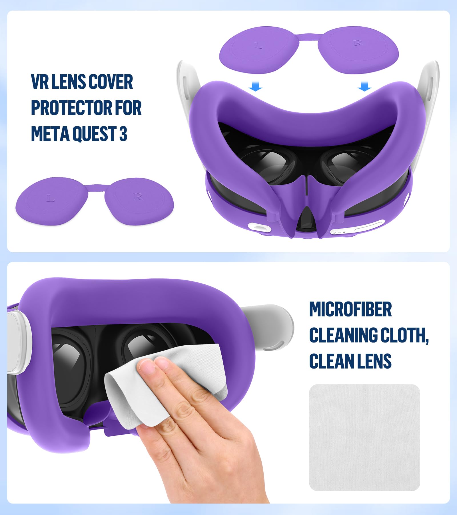 Juego de fundas de silicona compatibles con Oculus/Meta Quest 3, funda de agarre para controlador táctil, cubierta de carcasa de realidad virtual, cubierta de interfaz facial, cubierta protectora de