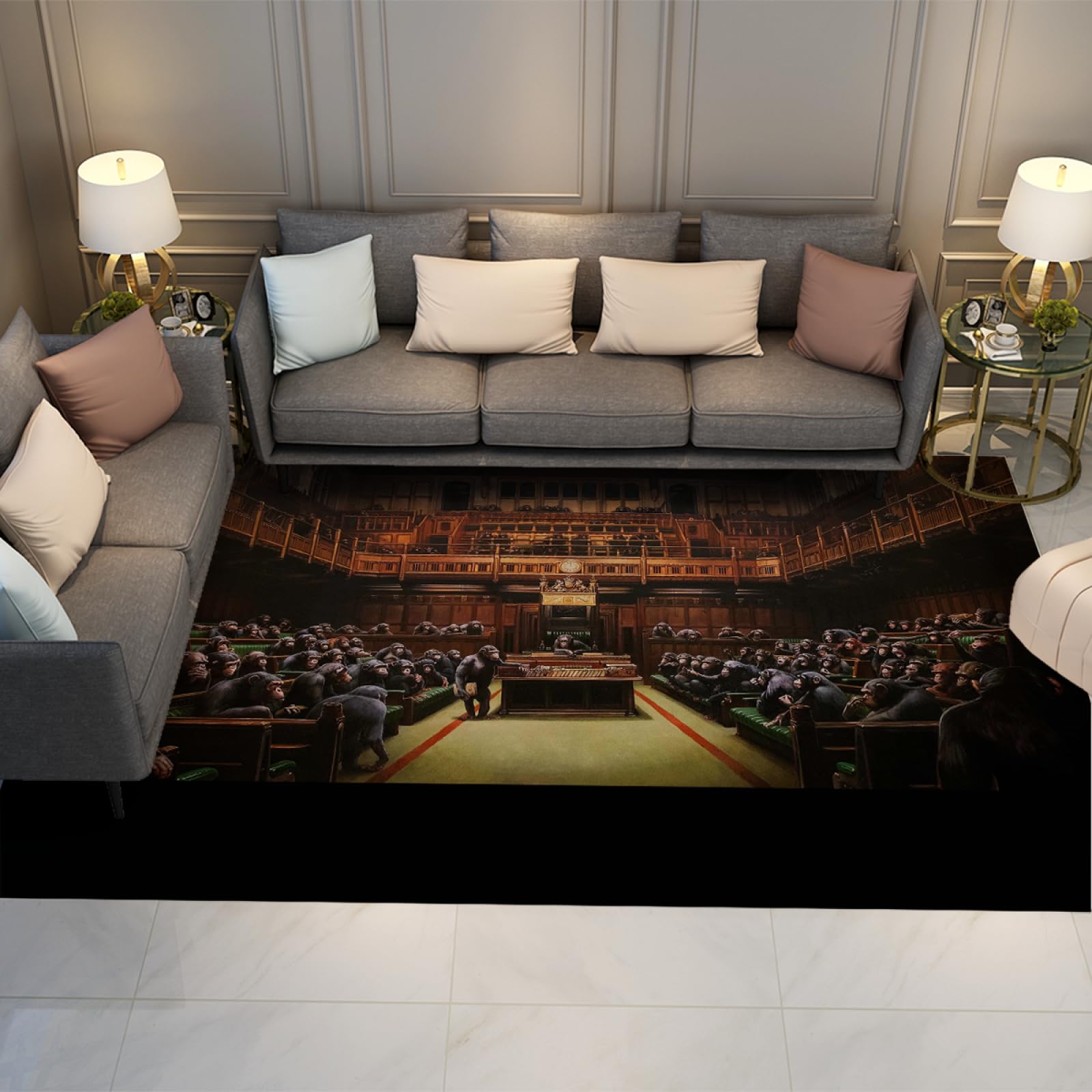 Tapis Banksy street art anti-perte pour un chevet doux et un bureau propre