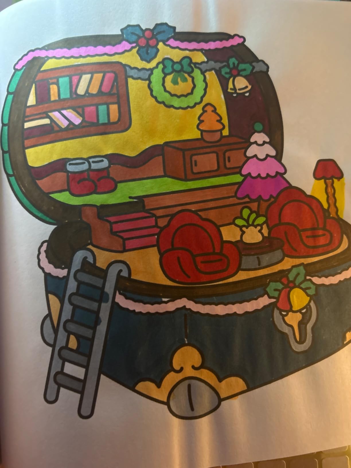 Xmas Corner: Coloring Book for Adults and Teens Featuring Christmas Scenes and Pocket Spaces, Cute and Easy Designs for Relaxation and Stress Relief - Preview 2