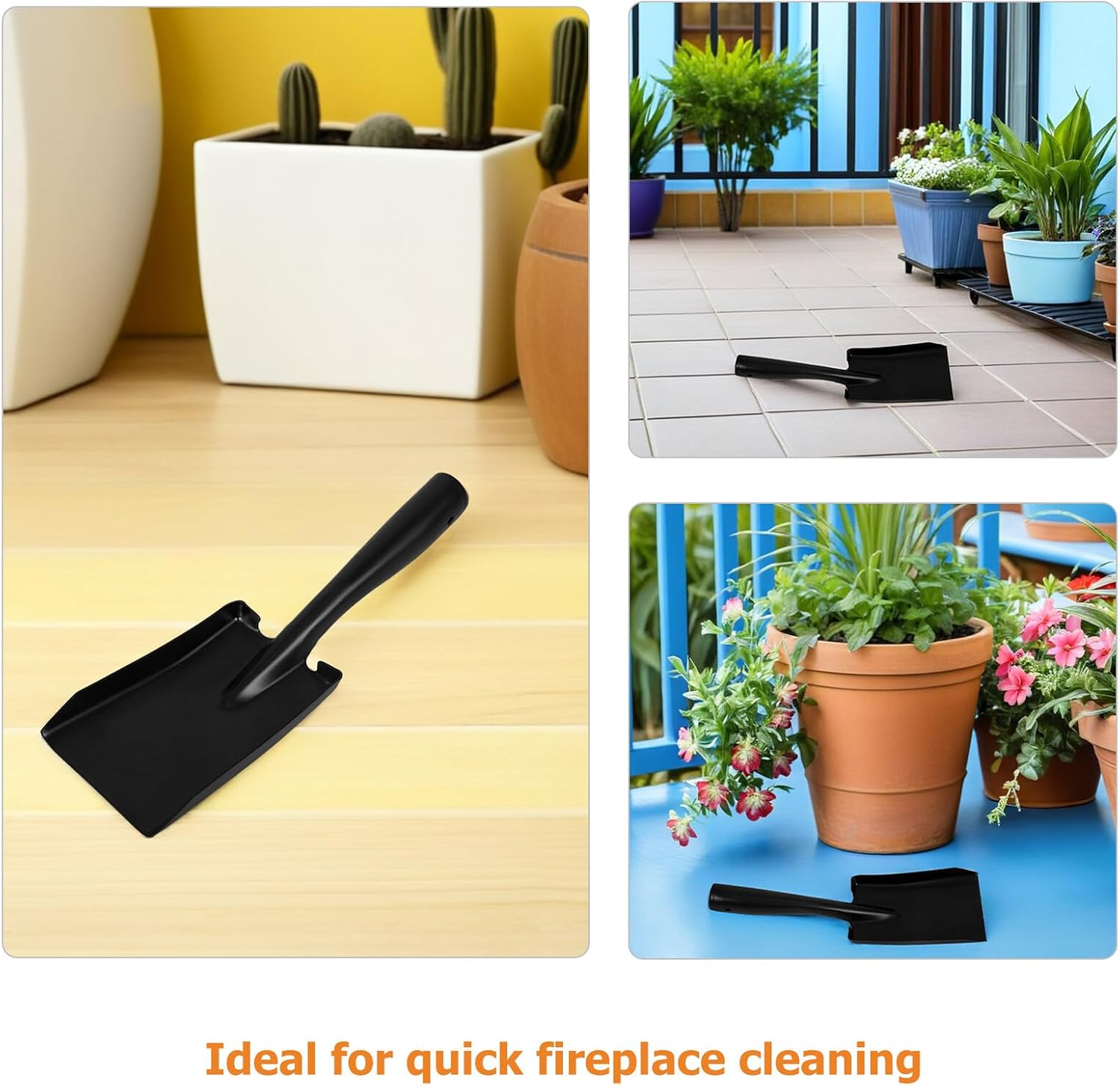 Fireplace Ash Shovel and Charcoal Scoop, 2pcs Manganese Steel Wood Burning Shovel Set for Fire Pit and BBQ Grill Cleaning Tools