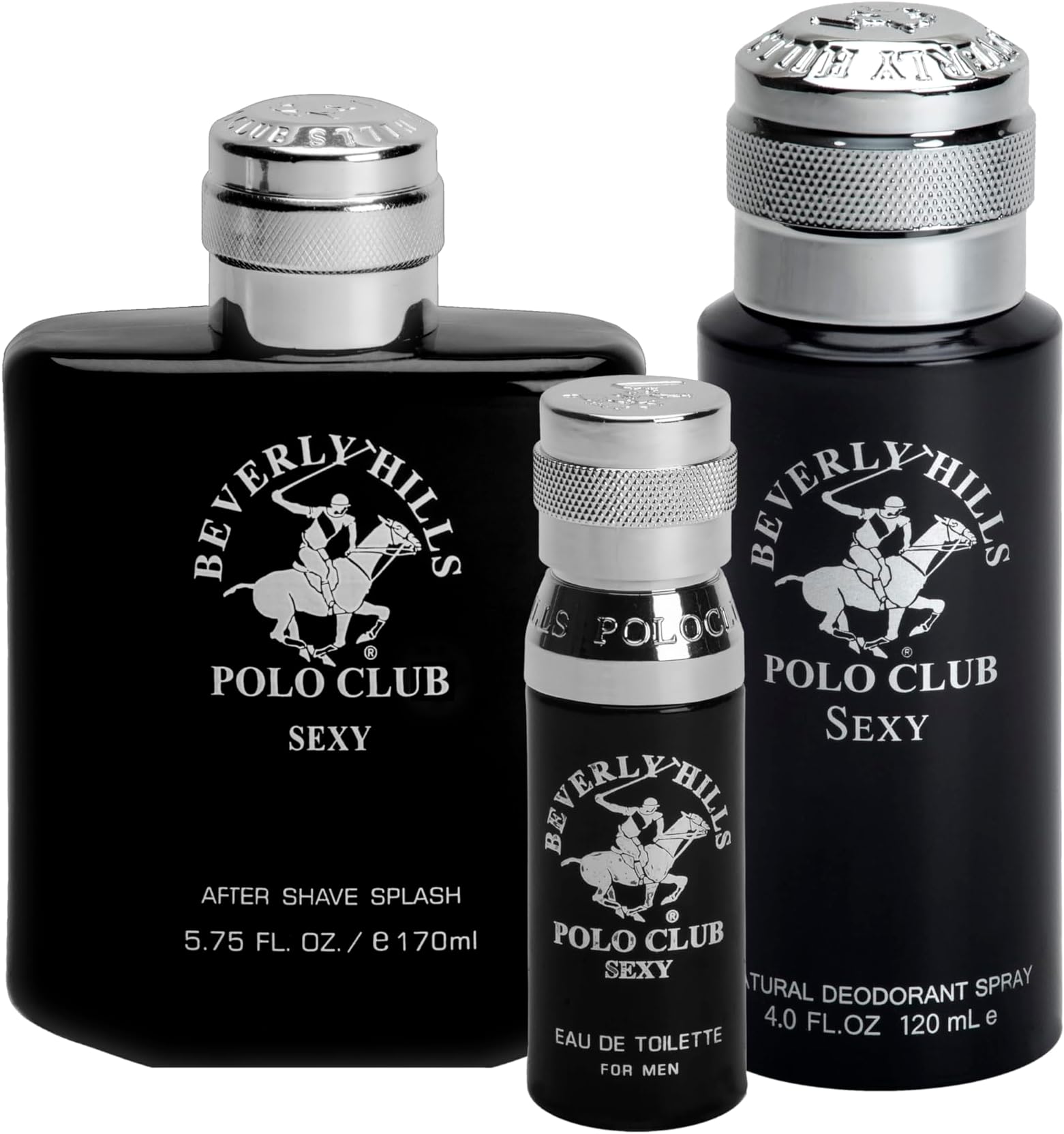 Beverly Hills Polo Club BHPC Men's Essential Collection, includes Eau De Toilette, Deodorant Body Spray & After Shave Lotion (Sexy)