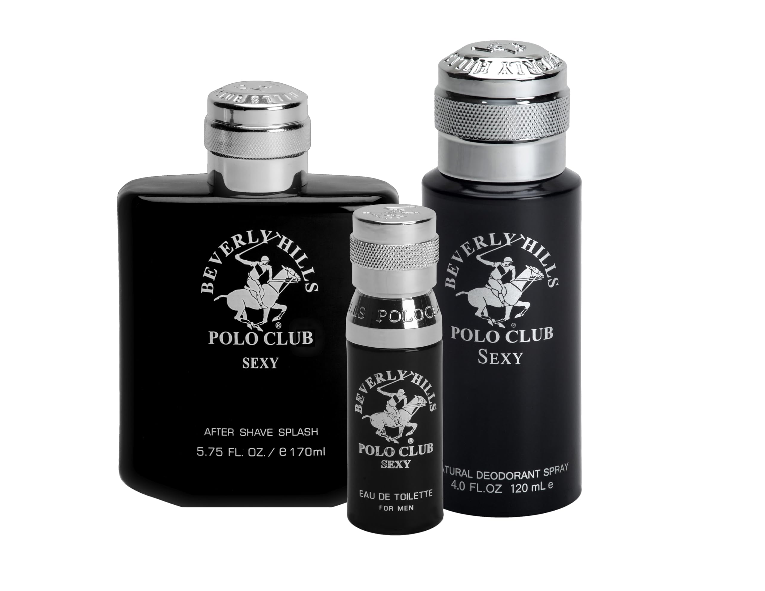 Beverly Hills Polo Club BHPC Men's Essential Collection, includes Eau De Toilette, Deodorant Body Spray & After Shave Lotion (Sexy)