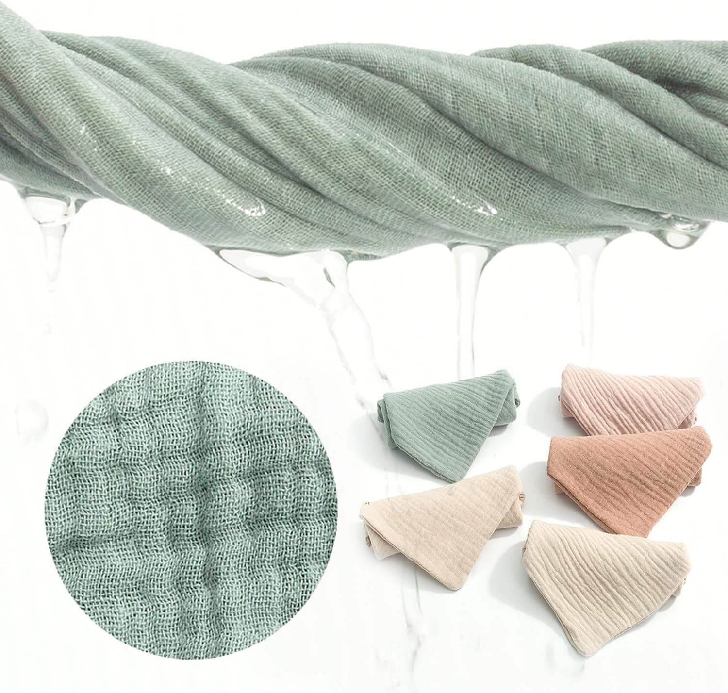 10 Pack Muselinas Bebe Algodon 25x25 cm, Algodón Super Absorbentes Suave y Transpirable Gasas Toallas de Muselinas Suaves Bebe muselinas Algodon para recién Nacidos bebés(Color Aleatorio)