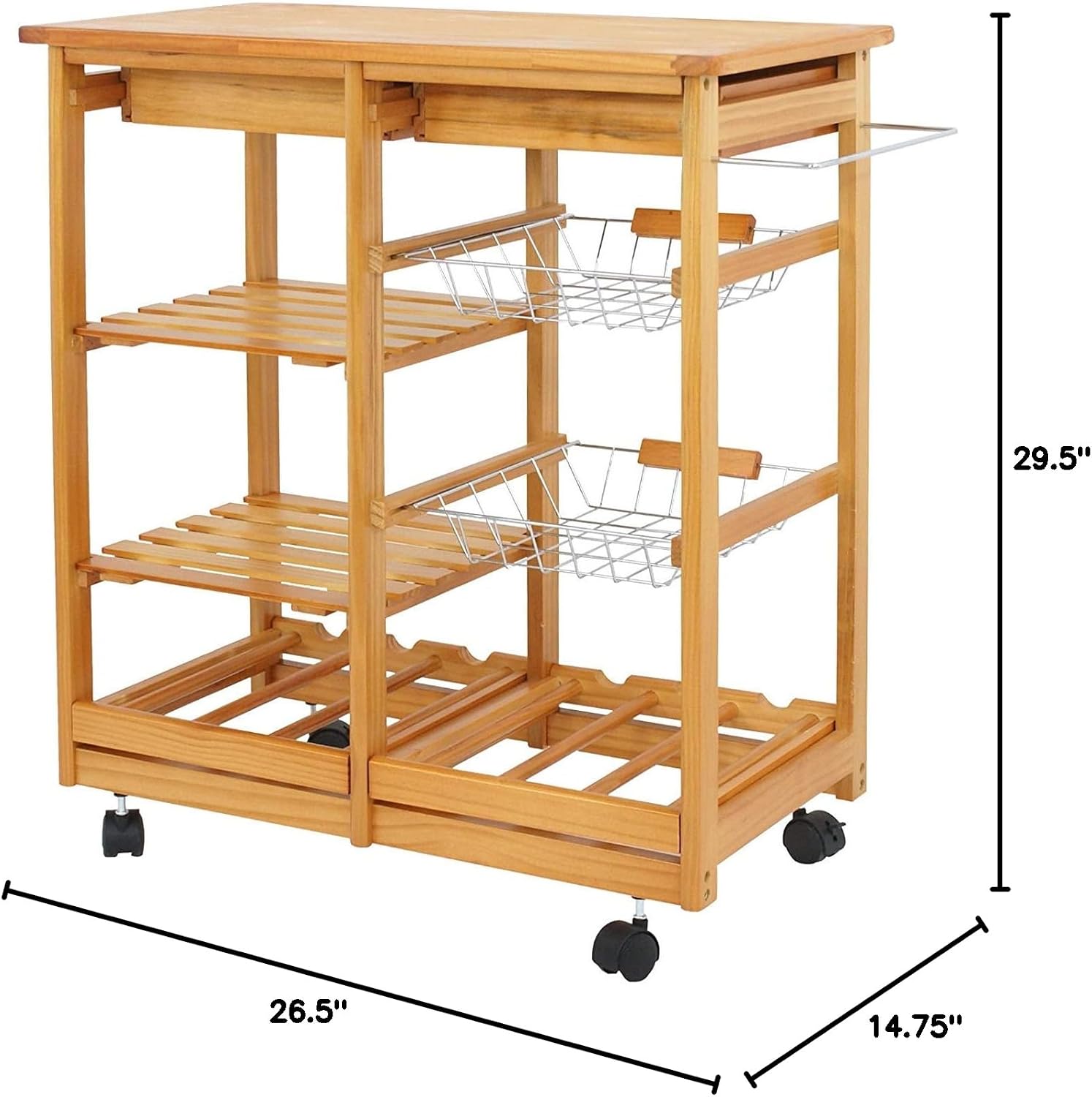 Dimensions of HomGarden Kitchen Island Cart.