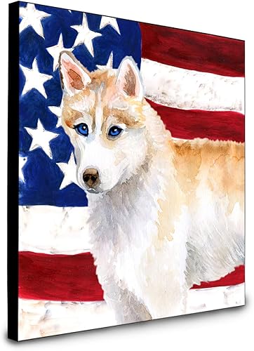Caroline's Treasures Siberian Husky - Panel de arte patriótico para decoración de pared, multicolor