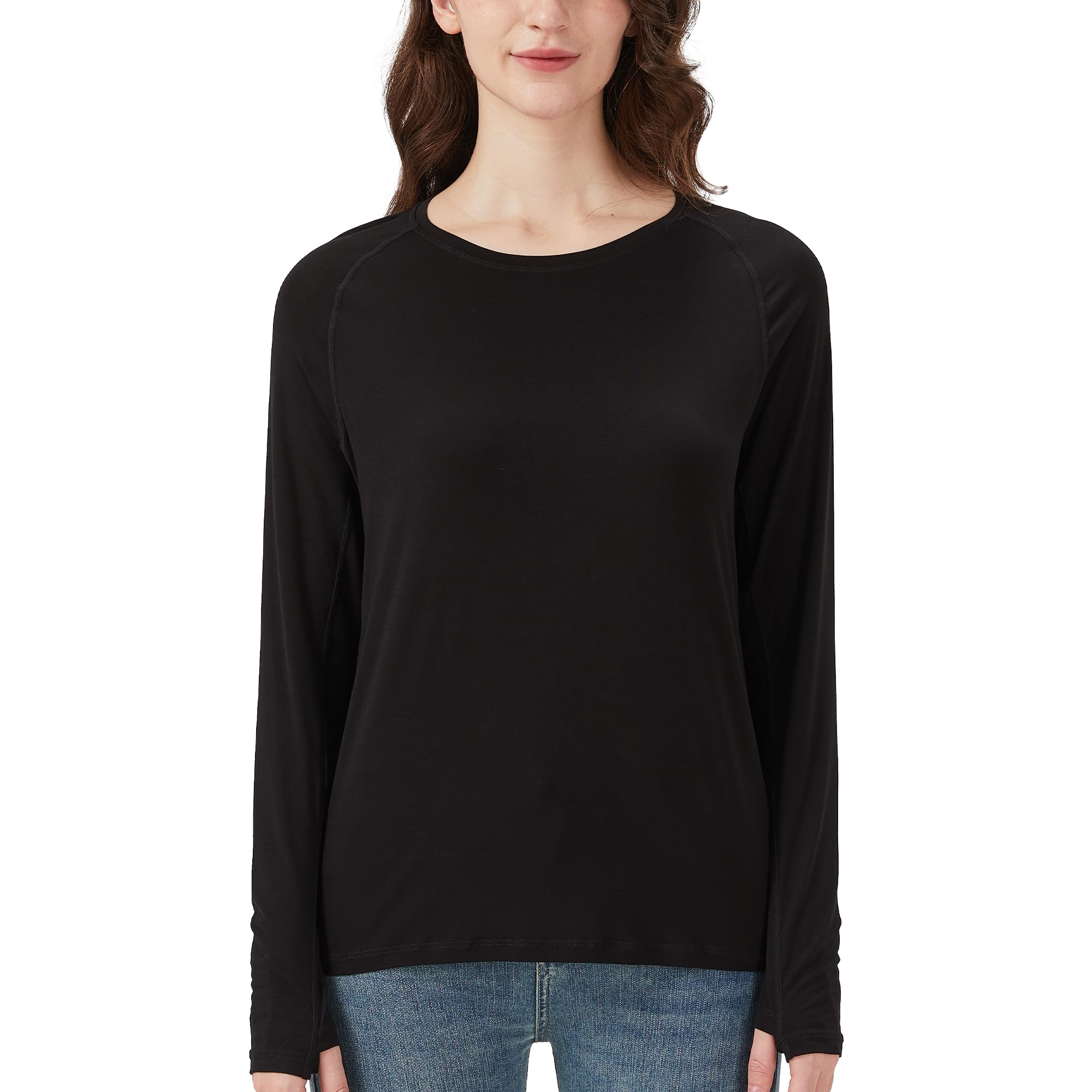 netdraw Women's Ultra Soft Bamboo Viscose Workout T-Shirt Long Sleeve Cooling Lighweight Tops with Thumbholes