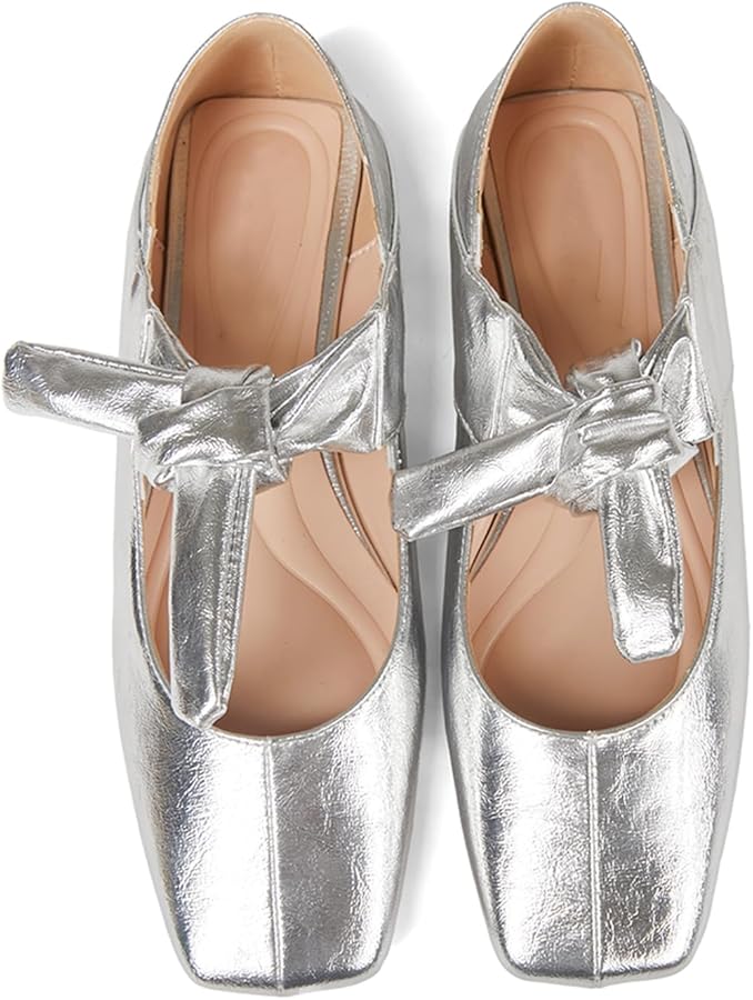 Amazon.com | Pomoxikn Ballet Flats for Women Square Toe Leather
