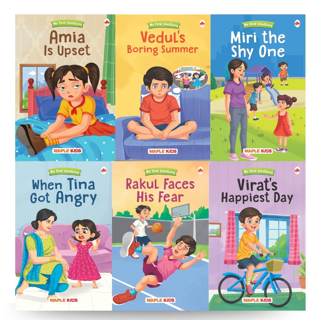Story Books for Kids - Graded Reader 3 (Illustrated) (Set of 6 Books) - Emotions - Feelings - Sad, Shy, Fear, Happy, Angry, Boring - Grandma Stories - Age 3+ - Read Aloud to Infants, Toddlers