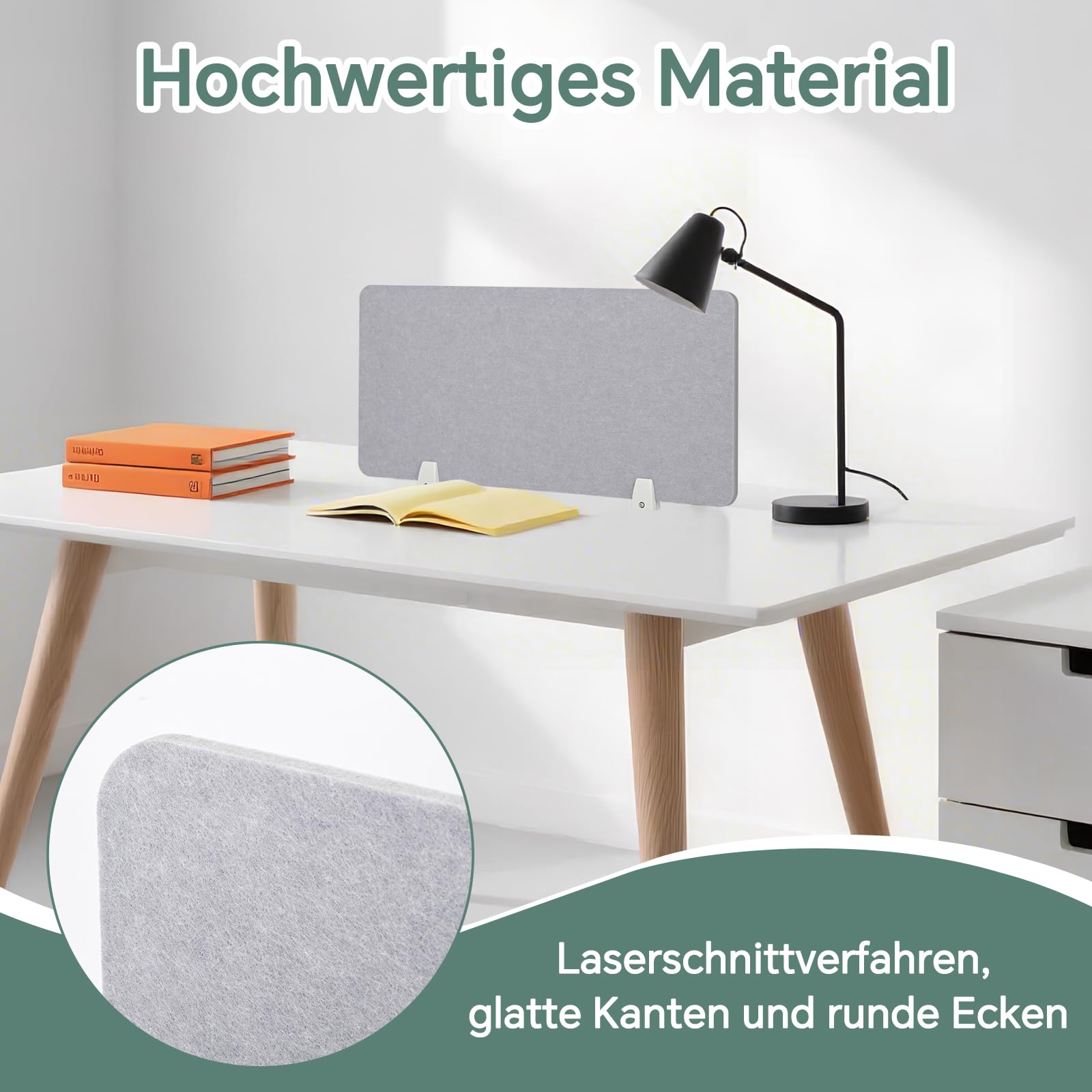 4 Piezas de protección Visual para Escritorio, 40 * 80 cm, Divisor de Escritorio Recortable, Mesa de Fieltro, para mesas de Oficina y de Trabajo, 9 mm de Grosor, Gris