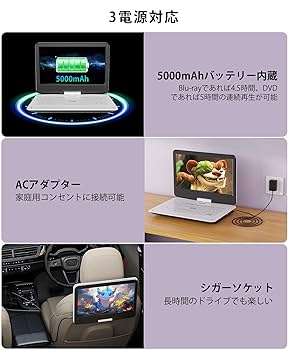 FANGOR ポータブルBlu-rayプレーヤー 最大5時間再生 充電バッテリー Amazon | FANGOR ポータブルブルーレイプレーヤー 12型 HDMI出力