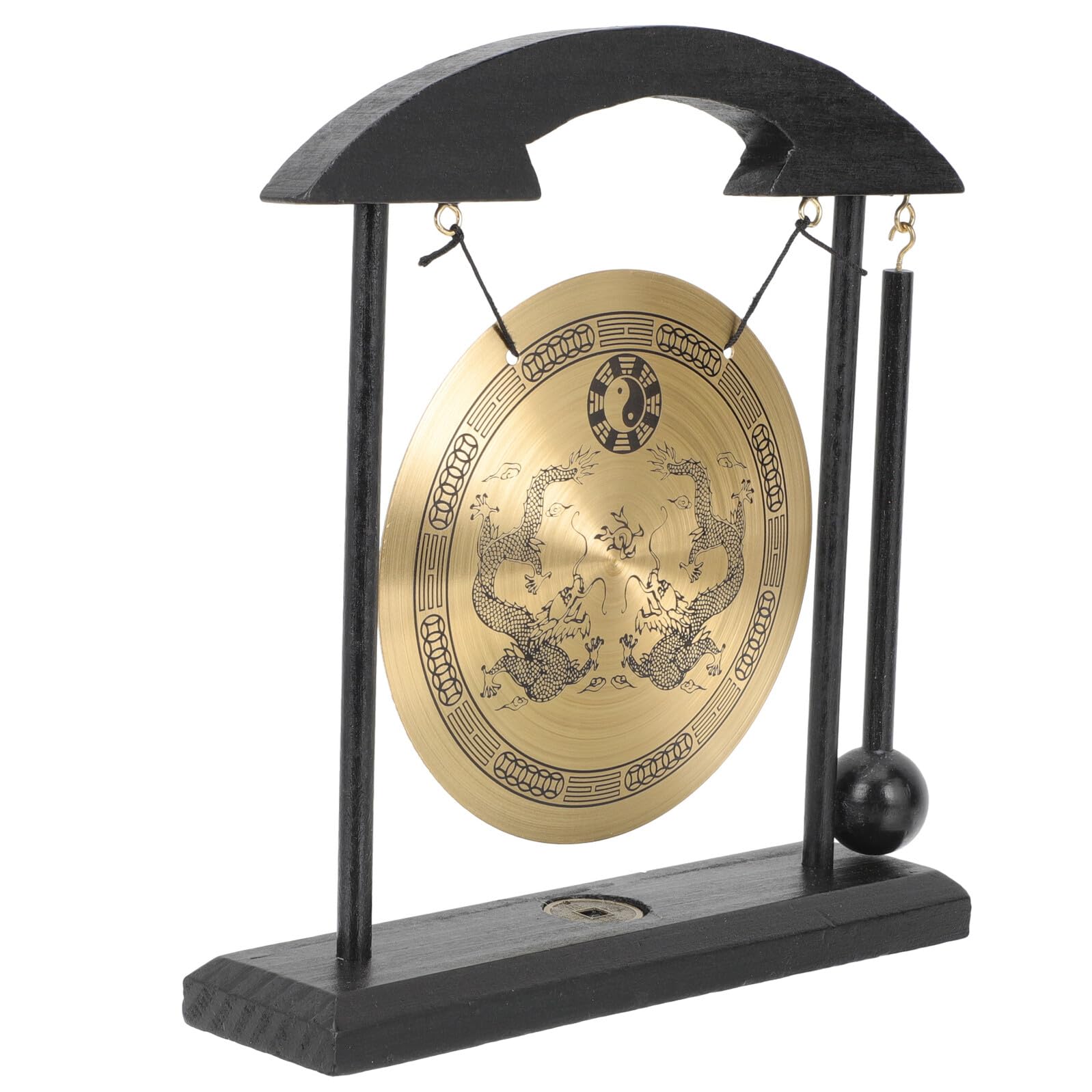 Gong Vintage d'Exception en Cuivre et Bois - Objet d'Art Délicat de Table