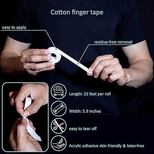 Miniatura 10 de ANAMPION Cinta deportiva blanca muy fuerte, fácil de rasgar, sin residuos pegajosos, para atletas y entrenadores deportivos y envoltura de primeros