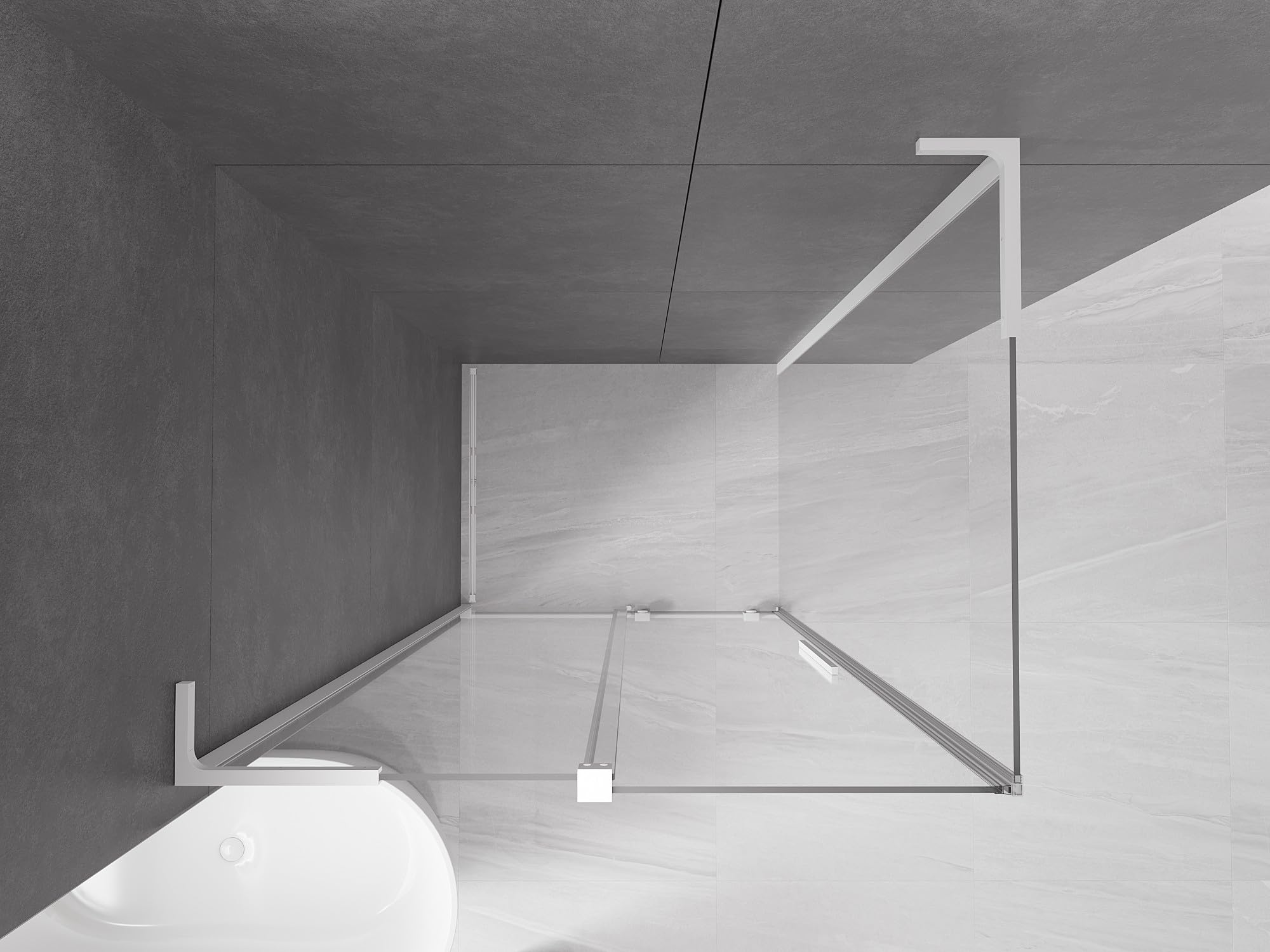 Mexen - Velar L Box doccia estensibile 120 x 90 cm, trasparente, bianco