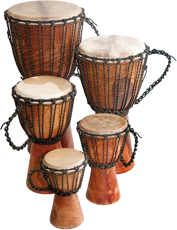 Terre Djembe Tambor hecho a mano 12" Alto 6.5-7" Cabeza Madera de caoba Piel de cabra | Tambor hecho a mano con materiales naturales; Sonido cálido y resonante para principiantes, intérpretes y practicantes de percusión.