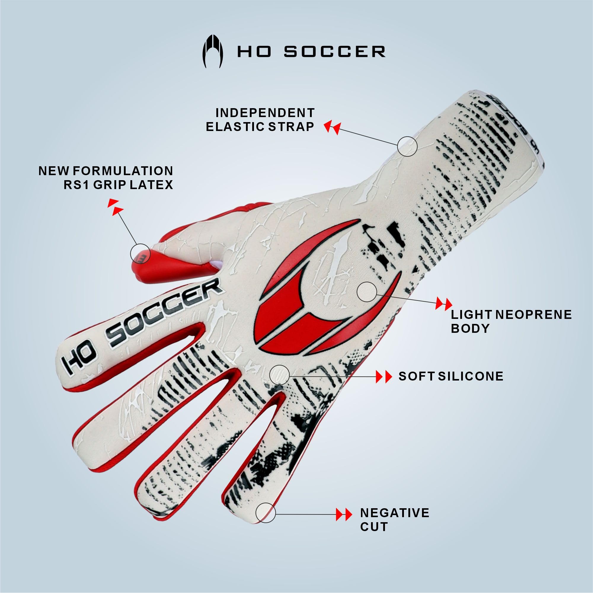 HO Soccer First Superlight EVO SMU Red Guantes de Portero, Unisex Adulto, Blanco/Rojo
