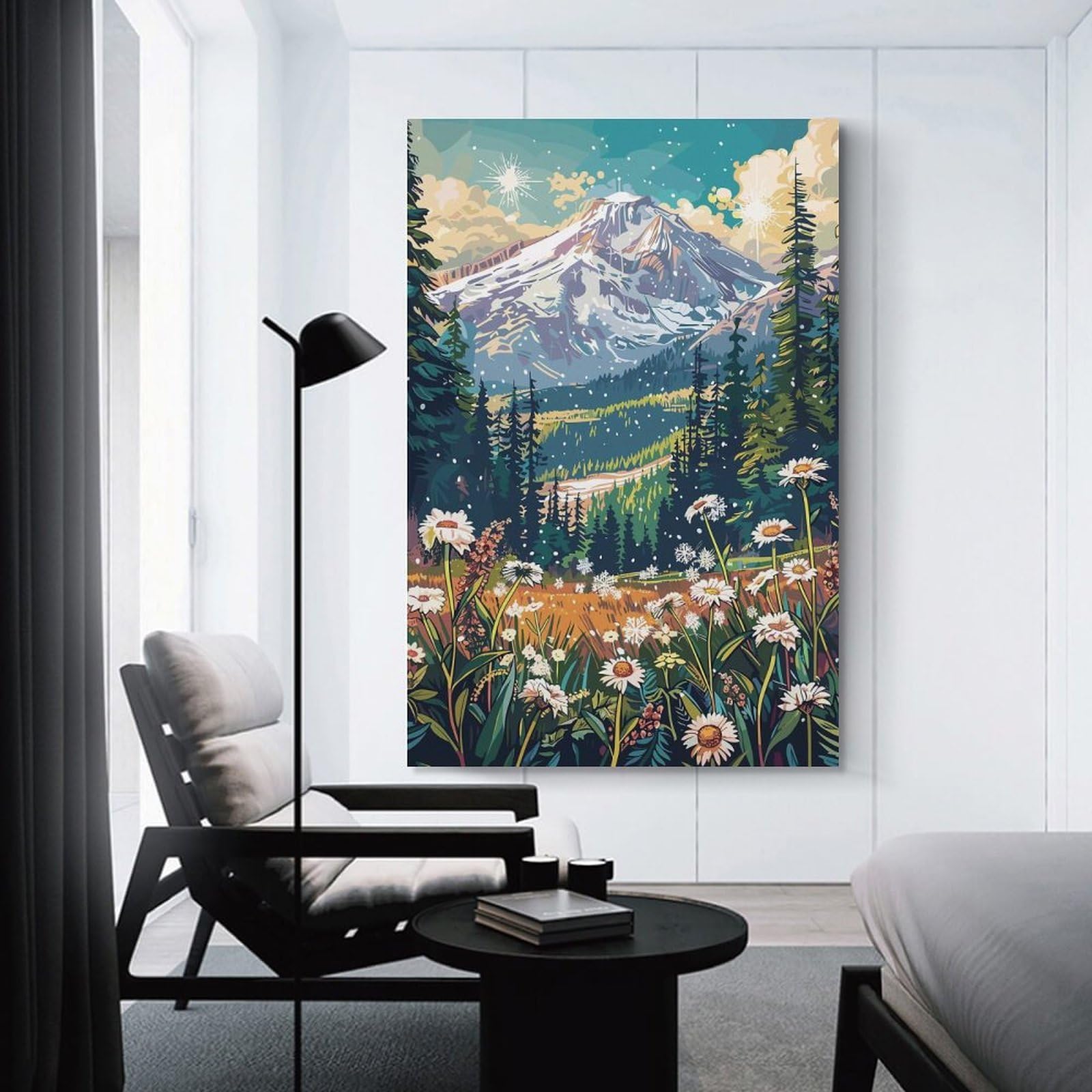Junmoney Snowy Mountain Landscape Hanging Wall Art, 20x30inch(50x75cm), for Home Walls, Creative Rooms Or Shared Spaces, A Flexible Wall Accent for Shared Spaces