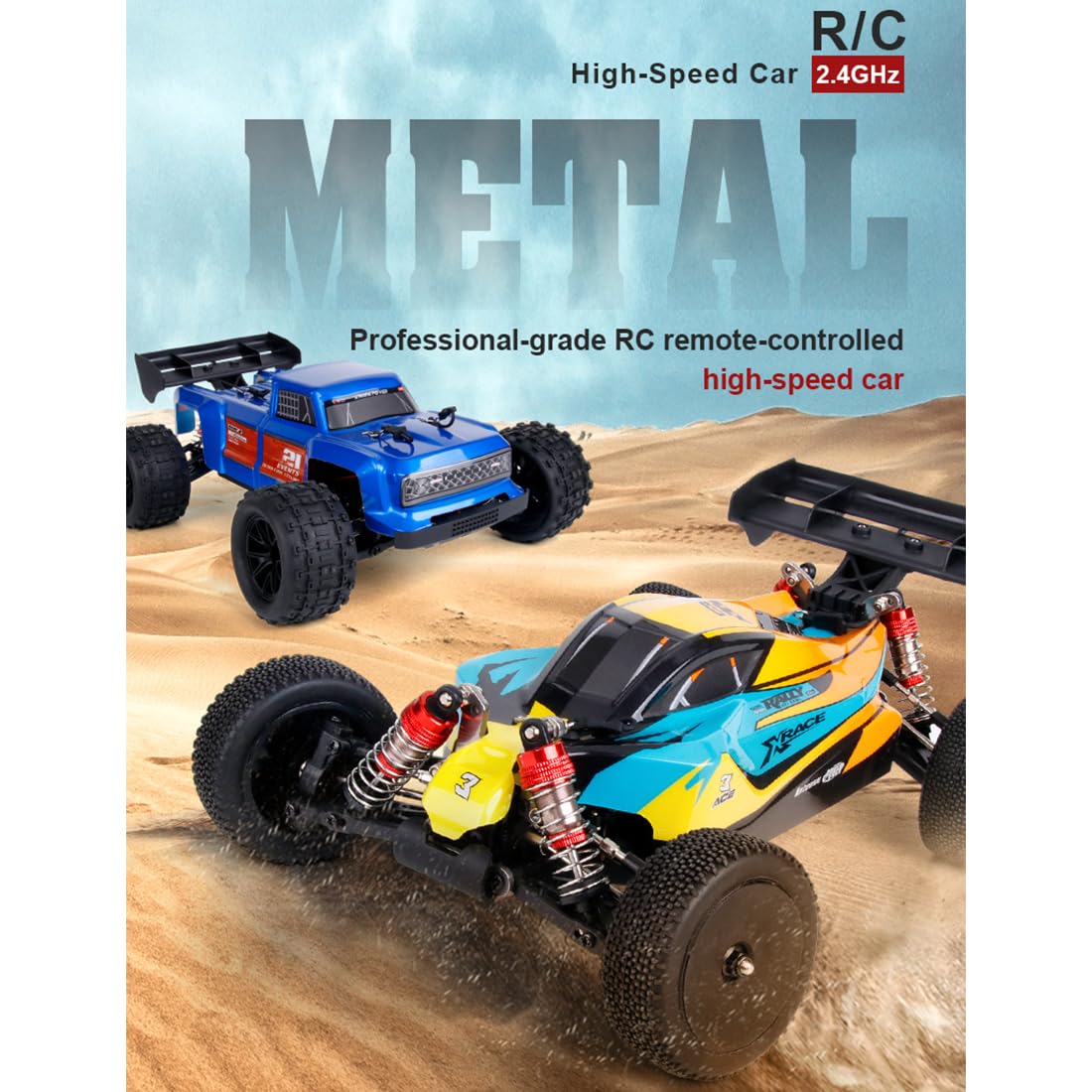 1/12 RC Crawler, 2,4 G 4 WD sin escobillas Mini mando a distancia Off-Road Car Modelo con ESC independiente y barra de tracción ajustable, creativo (RTR/amarillo)