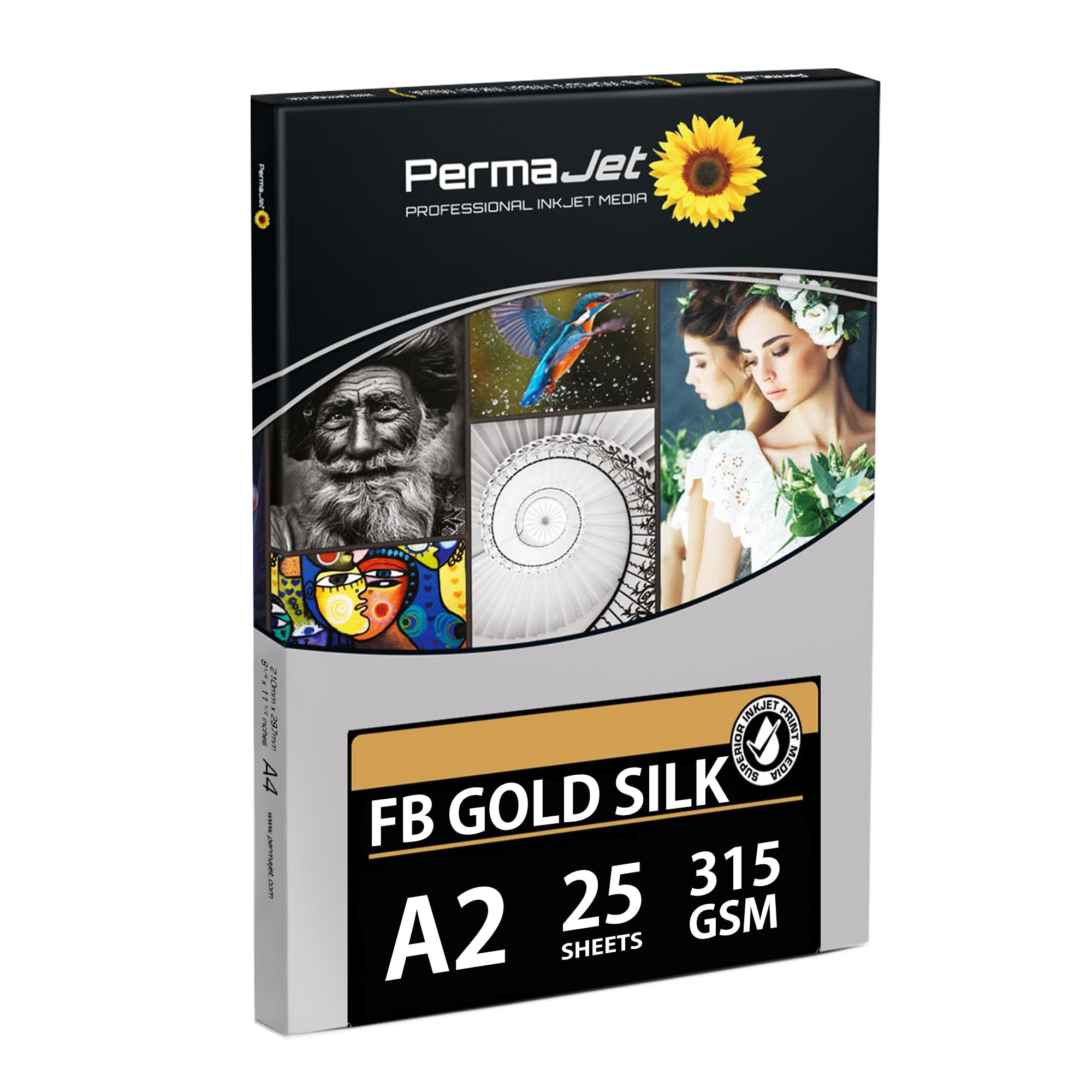 PermaJet FB Gold Silk 315 | A2 25 Sheets | Satin Silk Baryta Fine Art Photo Inkjet Paper
