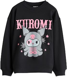 سويت شيرت مطبوع بنمط كورومي برقبة دائرية ضيقة للبنات من ال سي وايكيكي