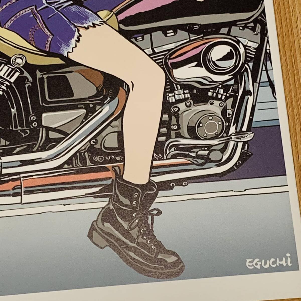Amazon.co.jp: 江口寿史 イラスト 額装品/ハーレー バイク B5